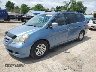 2005 Honda Odyssey EX z VIN 5FNRL38495B125644, wystawiony jako Copart lot #58758315 z przebiegiem 201 445 mil mil oraz Szkoda całkowita • Salvage title. Historia ofert i sprzedaży dostępna na DreamBid. Obrazek 1.