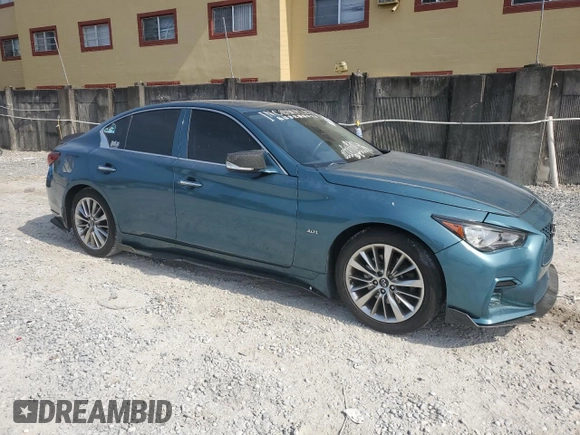 2018 Infiniti Q50 Luxe with VIN JN1EV7AP6JM351908, listed as a Copart auction lot 58056805 with 72,363 mi miles and Salvage title. Bid and sale history available at DreamBid. Image 4.