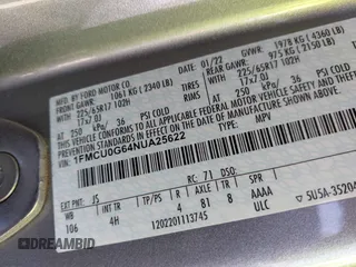 2022 Ford Escape SE with VIN 1FMCU0G64NUA25622, listed as a IAAI auction lot 42259825 with 100,651 mi miles and . Bid and sale history available at DreamBid. Image 9.