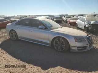 2013 Audi S8 with VIN WAUD2AFD6DN032694, listed as a Copart auction lot 84891194 with 140,120 mi miles and Salvage Title. Bid and sale history available at carsss.com. Image 4.