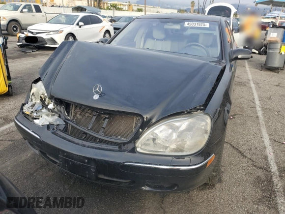 2001 Mercedes-Benz S-Class with VIN WDBNG70J91A187655, listed as a Copart auction lot 45031925 with 104,164 mi miles and Salvage Title. Bid and sale history available at carsss.com. Image 5.