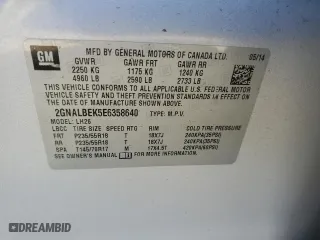 2014 Chevrolet Equinox LT with VIN 2GNALBEK5E6358640, listed as a Copart auction lot 52649285 with 104,391 mi miles and Clean Title. Bid and sale history available at carsss.com. Image 13.