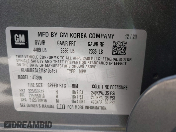 2021 Buick Encore GX Select с VIN KL4MMESL2MB105167, выставлен на аукционе IAAI как лот 40866620 с пробегом 20 169 миль миль и . История ставок и продаж доступна на DreamBid. Изображение 9.