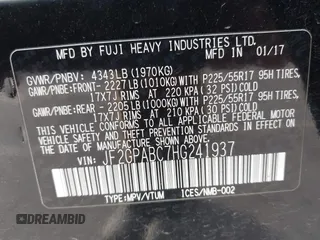 2017 Subaru Crosstrek Premium with VIN JF2GPABC7HG241937, listed as a IAAI auction lot 40788019 with 79,029 mi miles. Bid and sale history available at carsss.com. Image 9.