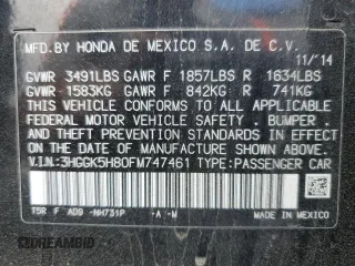 2015 Honda Fit EX-L with VIN 3HGGK5H80FM747461, listed as a Copart auction lot 55731265 with 102,504 mi miles and Salvage title. Bid and sale history available at DreamBid. Image 12.