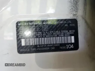 2017 Mitsubishi Mirage ES z VIN ML32F3FJ6HHF10493, wystawiony jako Copart lot #59130825 z przebiegiem 83 423 mil mil oraz Czysty tytuł • Clean title. Historia ofert i sprzedaży dostępna na DreamBid. Obrazek 12.