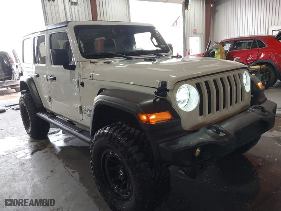 2020 Jeep Wrangler Unlimited Sport S with VIN 1C4HJXDN0LW173694, listed as a IAAI auction lot 41692647 with 56,934 mi miles. Bid and sale history available at carsss.com. Image 1.