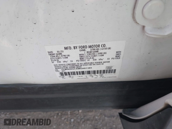 2021 Ford Explorer ST z VIN 1FM5K8GCXMGA81385, wystawiony jako IAAI lot #41828212 z przebiegiem 66 477 mil mil oraz . Historia ofert i sprzedaży dostępna na DreamBid. Obrazek 9.
