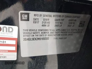 2017 Buick Regal Sport Touring с VIN 2G4GL5EX2H9169300, выставлен на аукционе IAAI как лот 41867202 с пробегом 127 026 миль миль и . История ставок и продаж доступна на DreamBid. Изображение 9.