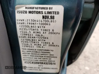 1999 Isuzu Rodeo S with VIN 4S2CK58W9X4322074, listed as a Copart auction lot 76999244 with 110,142 mi miles and Salvage Title. Bid and sale history available at carsss.com. Image 12.
