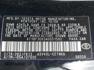 2010 Toyota Camry z VIN 4T1BF3EK3AU551502, wystawiony jako IAAI lot #42216721 z przebiegiem 143 695 mil mil oraz . Historia ofert i sprzedaży dostępna na DreamBid. Obrazek 9.