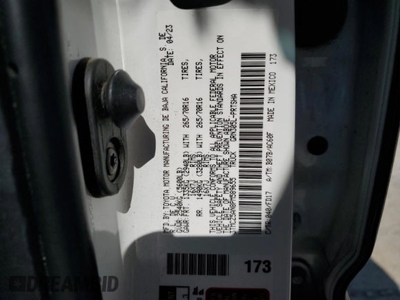 2023 Toyota Tacoma SR z VIN 3TMCZ5AN8PM589655, wystawiony jako Copart lot #56663615 z przebiegiem 43 327 mil mil oraz Szkoda całkowita • Salvage title. Historia ofert i sprzedaży dostępna na DreamBid. Obrazek 12.