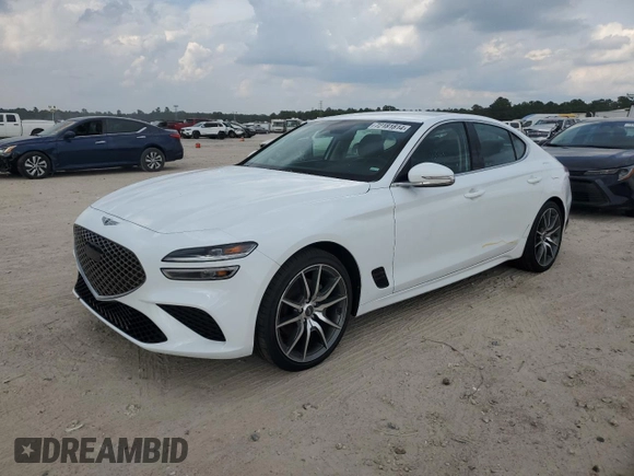 2023 Genesis G70 2.0T with VIN KMTG34TAXPU123780, listed as a Copart auction lot 72181814 with 31,029 mi miles and Salvage Title. Bid and sale history available at carsss.com. Image 1.