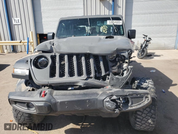2020 Jeep Gladiator Rubicon with VIN 1C6JJTBG9LL163270, listed as a Copart auction lot 53654005 with 74,744 mi miles and Salvage title. Bid and sale history available at DreamBid. Image 5.