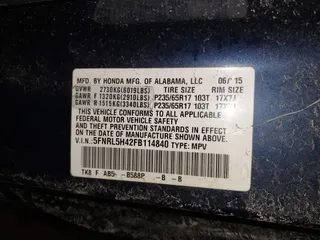 2015 Honda Odyssey EX with VIN 5FNRL5H42FB114840, listed as a IAAI auction lot 41586407 with 92,490 mi miles. Bid and sale history available at carsss.com. Image 9.