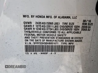 2017 Acura MDX Technology z VIN 5FRYD3H50HB001671, wystawiony jako Copart lot #52987475 z przebiegiem Nie podano mil oraz Szkoda całkowita • Salvage title. Historia ofert i sprzedaży dostępna na DreamBid. Obrazek 15.