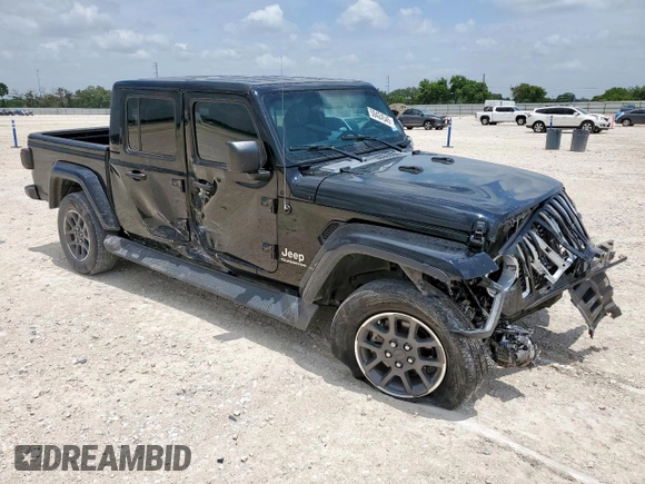 2020 Jeep Gladiator Overland with VIN 1C6HJTFG9LL217966, listed as a Copart auction lot 59424545 with 61,407 mi miles and Salvage title. Bid and sale history available at DreamBid. Image 4.