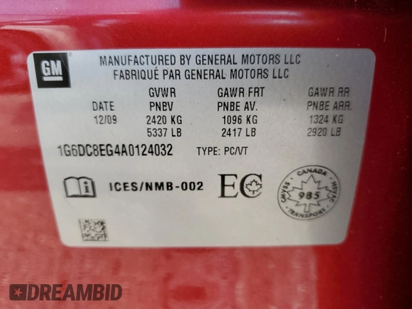 2010 Cadillac CTS with VIN 1G6DC8EG4A0124032, listed as a Copart auction lot 65726444 with 170,543 mi miles and Clean Title. Bid and sale history available at DreamBid. Image 12.