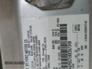 2019 Ford Fusion S with VIN 3FA6P0G70KR267348, listed as a Copart auction lot 50977645 with 83,507 mi miles and Salvage Title. Bid and sale history available at DreamBid. Image 14.