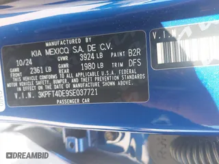2025 Kia K4 LX with VIN 3KPFT4DE9SE037721, listed as a IAAI auction lot 41815869 with 1,060 mi miles. Bid and sale history available at carsss.com. Image 9.