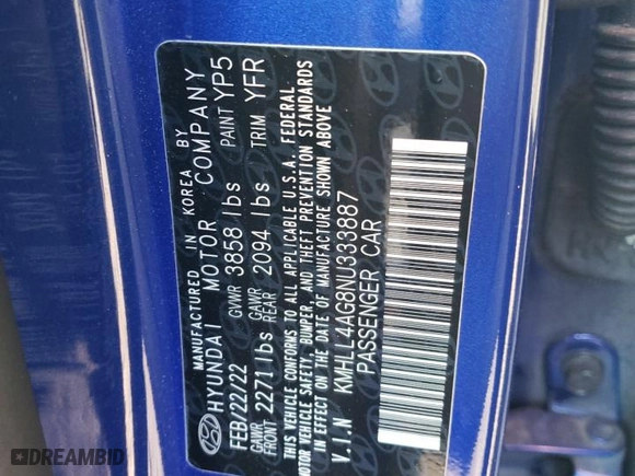 2022 Hyundai Elantra SE with VIN KMHLL4AG8NU333887, listed as a Copart auction lot 80339054 with 31,881 mi miles and Salvage Title. Bid and sale history available at carsss.com. Image 14.