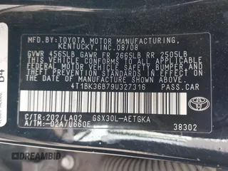 2009 Toyota Avalon XL with VIN 4T1BK36B79U327316, listed as a IAAI auction lot 42130918 with 184,948 mi miles. Bid and sale history available at carsss.com. Image 9.