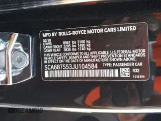 2018 Rolls-Royce Phantom z VIN SCA687S53JU104584, wystawiony jako Copart lot #67137354 z przebiegiem 11 034 mil mil oraz Szkody całkowita. Historia ofert i sprzedaży dostępna na DreamBid. Obrazek 14.