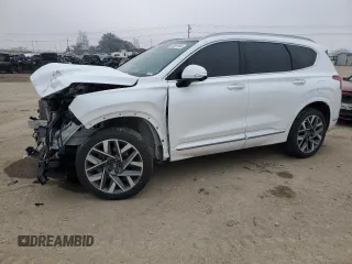 2021 Hyundai Santa Fe Calligraphy z VIN 5NMS5DAL6MH363614, wystawiony jako Copart lot #83561444 z przebiegiem 27 474 mil mil oraz Szkoda całkowita • Salvage title. Historia ofert i sprzedaży dostępna na DreamBid. Obrazek 1.