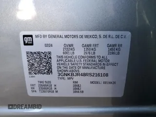 2024 Chevrolet Blazer LT с VIN 3GNKBJR48RS216108, выставлен на аукционе Copart как лот 76663194 с пробегом 7 124 миль миль и Списание • Salvage title. История ставок и продаж доступна на DreamBid. Изображение 13.