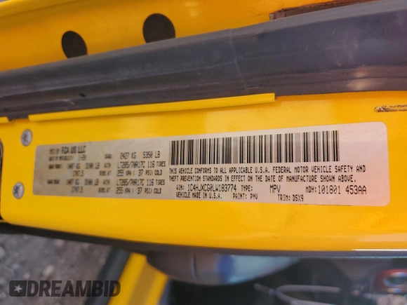 2020 Jeep Wrangler Rubicon with VIN 1C4HJXCG0LW183774, listed as a Copart auction lot 82626324 with Not provided miles and Salvage title. Bid and sale history available at DreamBid. Image 12.