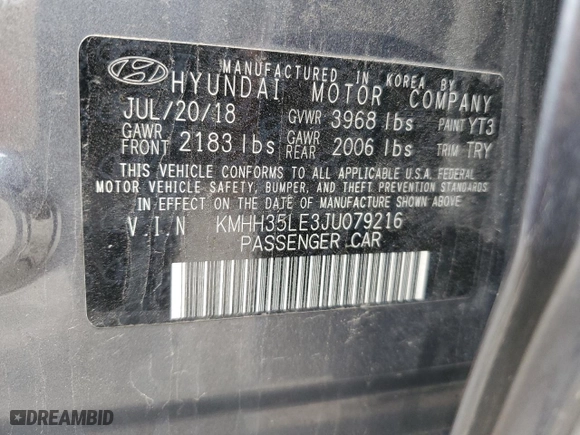 2018 Hyundai Elantra GT with VIN KMHH35LE3JU079216, listed as a Copart auction lot 50621005 with NaN miles and Clean Title. Bid and sale history available at carsss.com. Image 12.