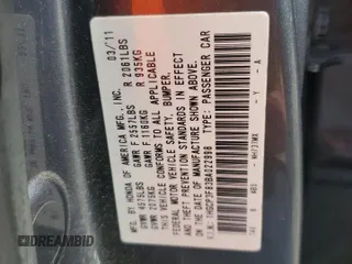 2011 Honda Accord EX-L with VIN 1HGCP3F83BA022998, listed as a Copart auction lot 59935265 with 170,562 mi miles and Salvage title. Bid and sale history available at DreamBid. Image 13.
