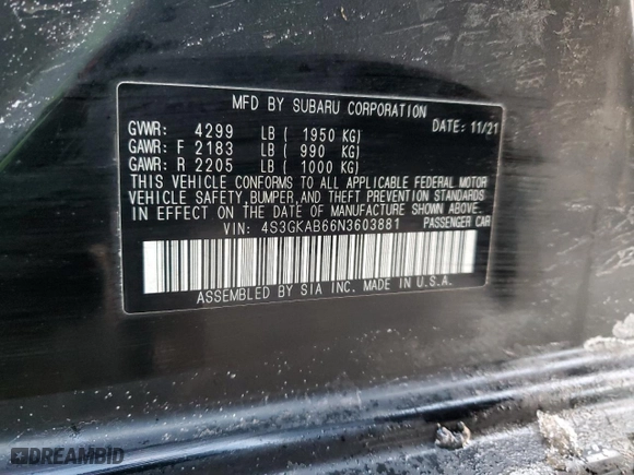 2022 Subaru Impreza with VIN 4S3GKAB66N3603881, listed as a Copart auction lot 42916965 with 34,419 mi miles and Salvage Title. Bid and sale history available at carsss.com. Image 13.