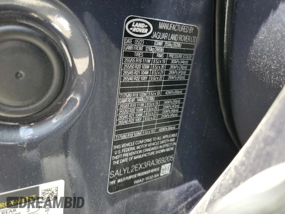 2024 Land Rover Range Rover Velar Dynamic SE с VIN SALYL2EX3RA369205, выставлен на аукционе Copart как лот 64060145 с пробегом 7 769 миль миль и Списание • Salvage title. История ставок и продаж доступна на DreamBid. Изображение 14.