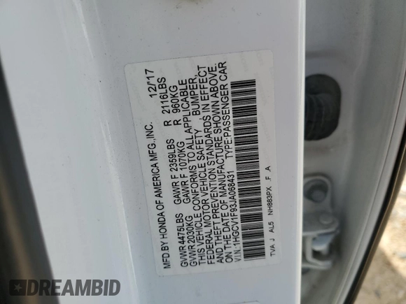 2018 Honda Accord Touring z VIN 1HGCV1F93JA068431, wystawiony jako Copart lot #56170905 z przebiegiem 125 625 mil mil oraz Szkoda całkowita • Salvage title. Historia ofert i sprzedaży dostępna na DreamBid. Obrazek 12.