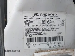 2008 Ford F-250 XL with VIN 1FTSW20508EA98623, listed as a IAAI auction lot 42626043 with 108,989 mi miles and . Bid and sale history available at DreamBid. Image 9.