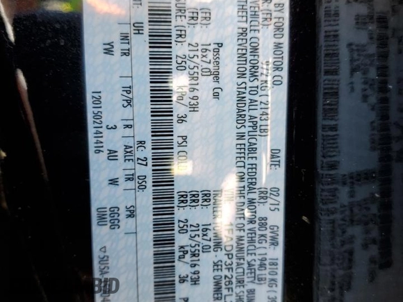 2015 Ford Focus SE with VIN 1FADP3F26FL228606, listed as a Copart auction lot 52525445 with 37,477 mi miles and Salvage Title. Bid and sale history available at DreamBid. Image 12.