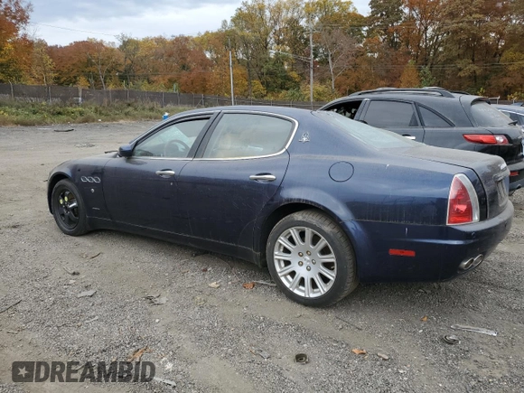 2006 Maserati Quattroporte z VIN ZAMCE39A460025290, wystawiony jako Copart lot #78816054 z przebiegiem Nie podano mil oraz Szkoda całkowita • Salvage title. Historia ofert i sprzedaży dostępna na DreamBid. Obrazek 2.
