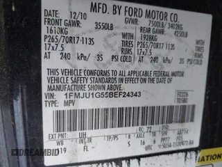 2011 Ford Expedition XL with VIN 1FMJU1G55BEF24343, listed as a IAAI auction lot 42666380 with 182,534 mi miles and . Bid and sale history available at DreamBid. Image 9.