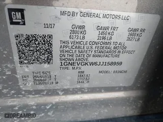 2018 Chevrolet Traverse LT Cloth with VIN 1GNEVGKW6JJ158959, listed as a IAAI auction lot 41491806 with 110,445 mi miles. Bid and sale history available at carsss.com. Image 9.