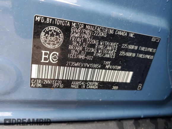 2023 Toyota RAV4 Hybrid XSE with VIN 2T35WRFV1PW159854, listed as a Copart auction lot 65205264 with 44,565 mi miles and Clean title. Bid and sale history available at DreamBid. Image 13.
