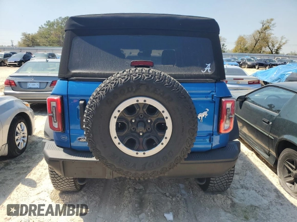 2022 Ford Bronco with VIN 1FMEE5DH1NLB90221, listed as a Copart auction lot 50436115 with 22,843 mi miles and Salvage title. Bid and sale history available at DreamBid. Image 6.