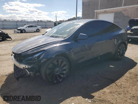 2023 Tesla Model Y Performance with VIN 7SAYGDEF3PF946496, listed as a Copart auction lot 50800315 with 15,077 mi miles and Salvage Title. Bid and sale history available at DreamBid. Image 1.