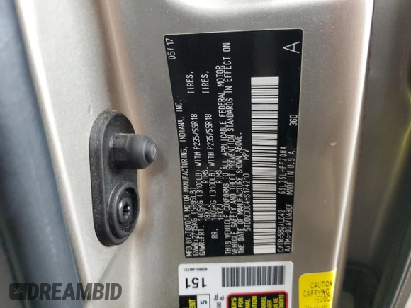 2017 Toyota Sienna with VIN 5TDDZ3DC4HS174210, listed as a Copart auction lot 54411355 with 125,346 mi miles and Salvage Title. Bid and sale history available at DreamBid. Image 14.