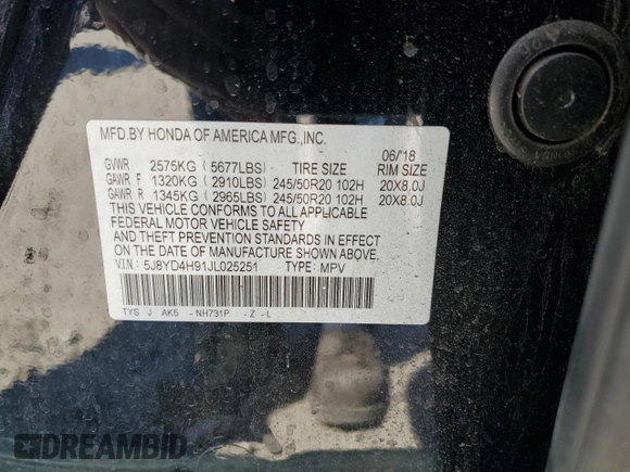 2018 Acura MDX Advance z VIN 5J8YD4H91JL025251, wystawiony jako Copart lot #53433635 z przebiegiem 165 391 mil mil oraz Szkoda całkowita • Salvage title. Historia ofert i sprzedaży dostępna na DreamBid. Obrazek 16.