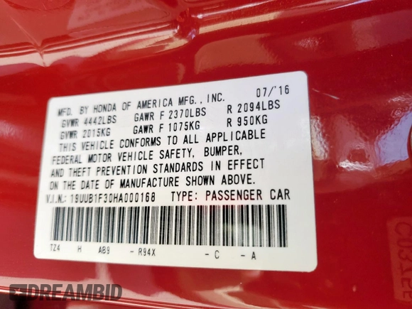 2017 Acura TLX with VIN 19UUB1F30HA000168, listed as a Copart auction lot 47591755 with 112,333 mi miles and Salvage title. Bid and sale history available at DreamBid. Image 12.