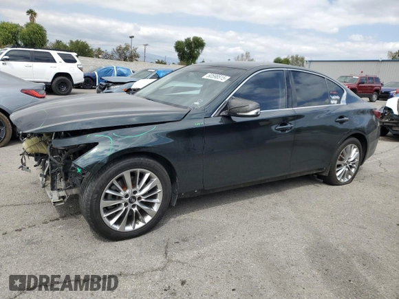 2019 Infiniti Q50 3.0t LUXE with VIN JN1EV7AP3KM516931, listed as a Copart auction lot 50598515 with 102,771 mi miles and Salvage Title. Bid and sale history available at carsss.com. Image 1.