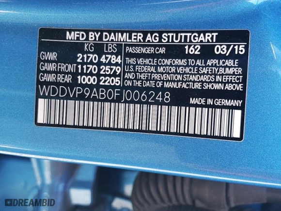 2015 Mercedes-Benz B-Class with VIN WDDVP9AB0FJ006248, listed as a Copart auction lot 67593964 with 49,953 mi miles and Clean Title. Bid and sale history available at carsss.com. Image 13.
