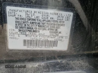 2014 Nissan Note S with VIN 3N1CE2CP6EL360079, listed as a Copart auction lot 50727085 with Not Provided miles and Salvage Title. Bid and sale history available at DreamBid. Image 14.