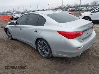 2014 Infiniti Q50 Hybrid Sport with VIN JN1AV7AR3EM703431, listed as a IAAI auction lot 41710414 with 213,611 mi miles. Bid and sale history available at carsss.com. Image 3.